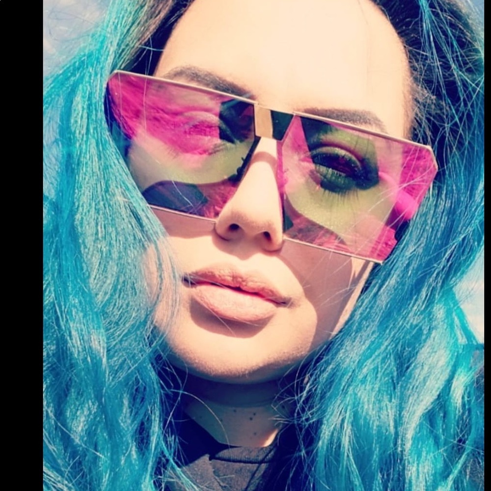 Unique Oversize Shield Vintage Square Sunglasses - Picture 2 of 2
